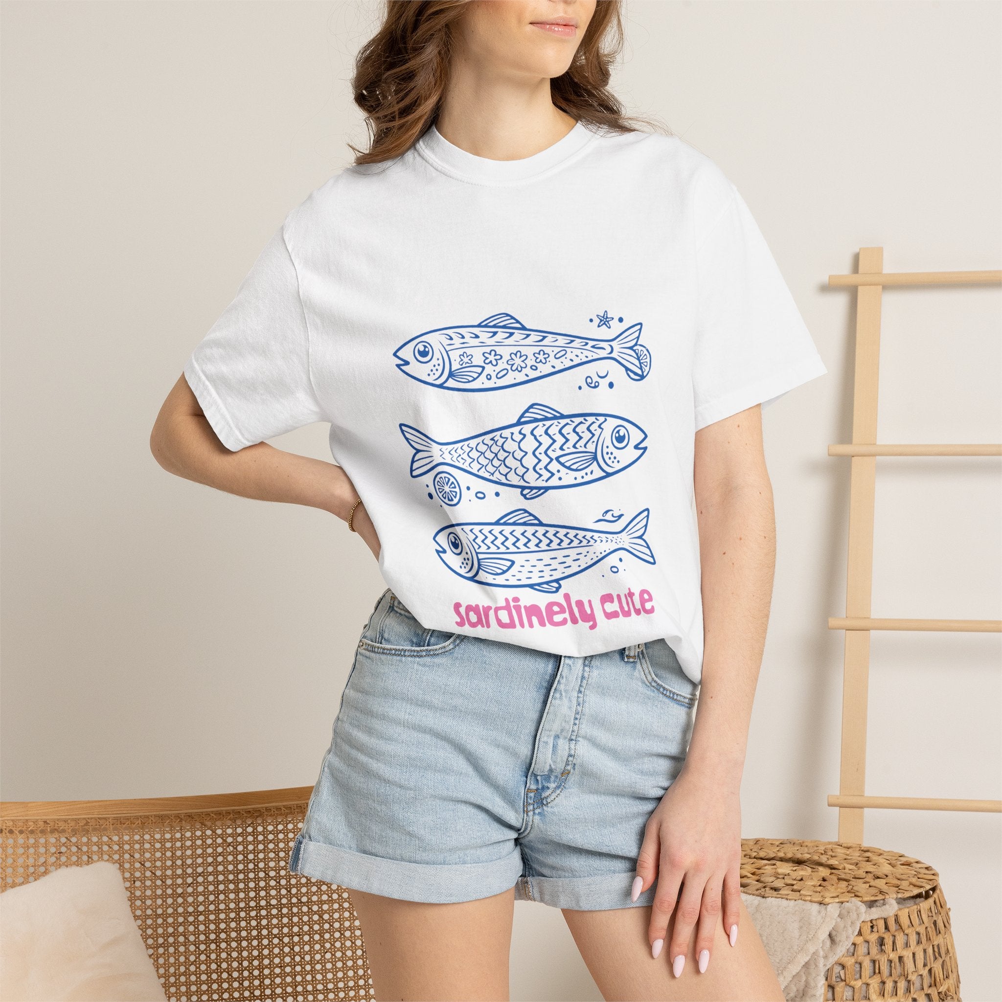 Sardinely Cute T‑Shirt — Cute Blue Sardine Illustration Tee