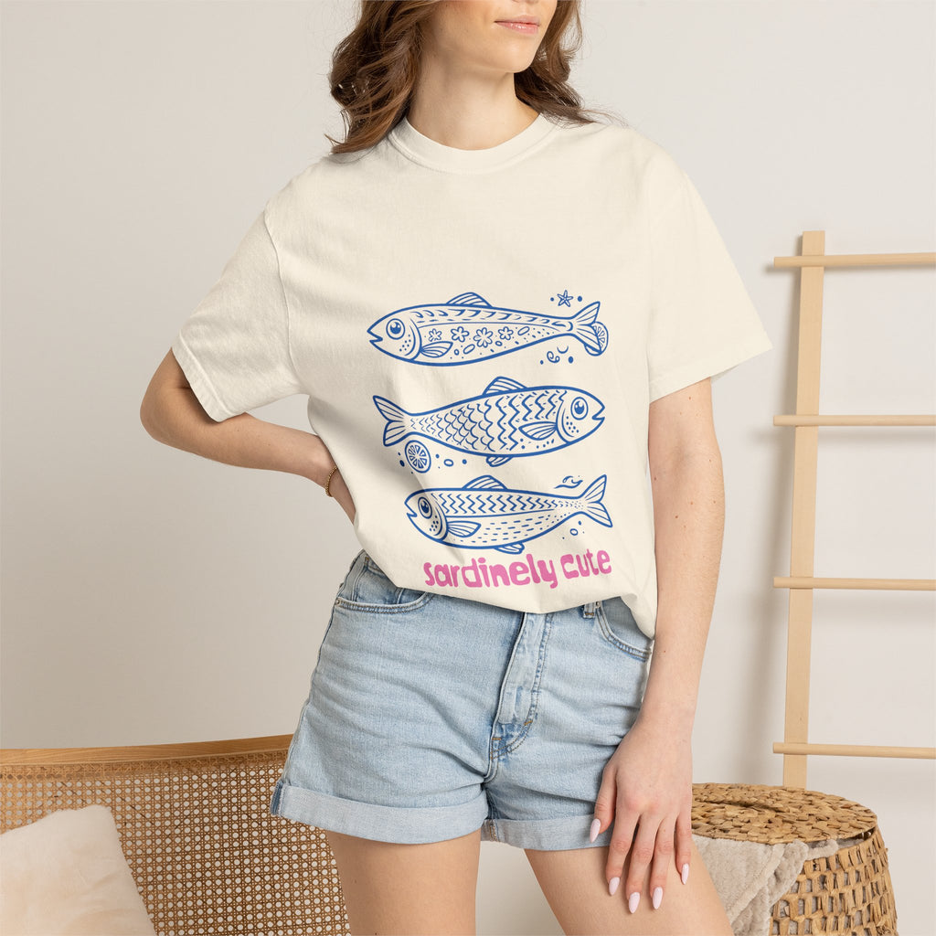 Sardinely Cute T‑Shirt — Cute Blue Sardine Illustration Tee