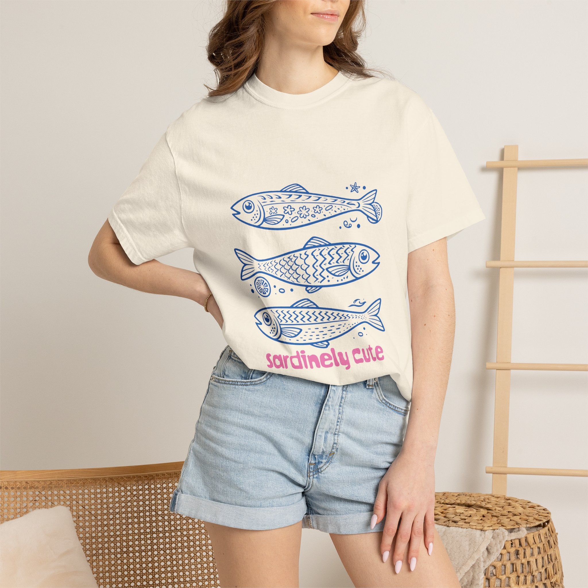 Sardinely Cute T‑Shirt — Cute Blue Sardine Illustration Tee