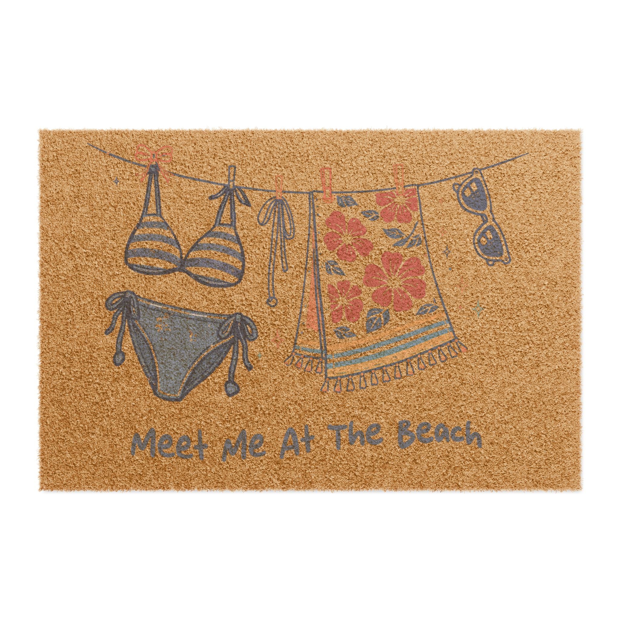 Beach Vibes Doormat – 'Meet Me at the Beach' Coir Welcome Mat