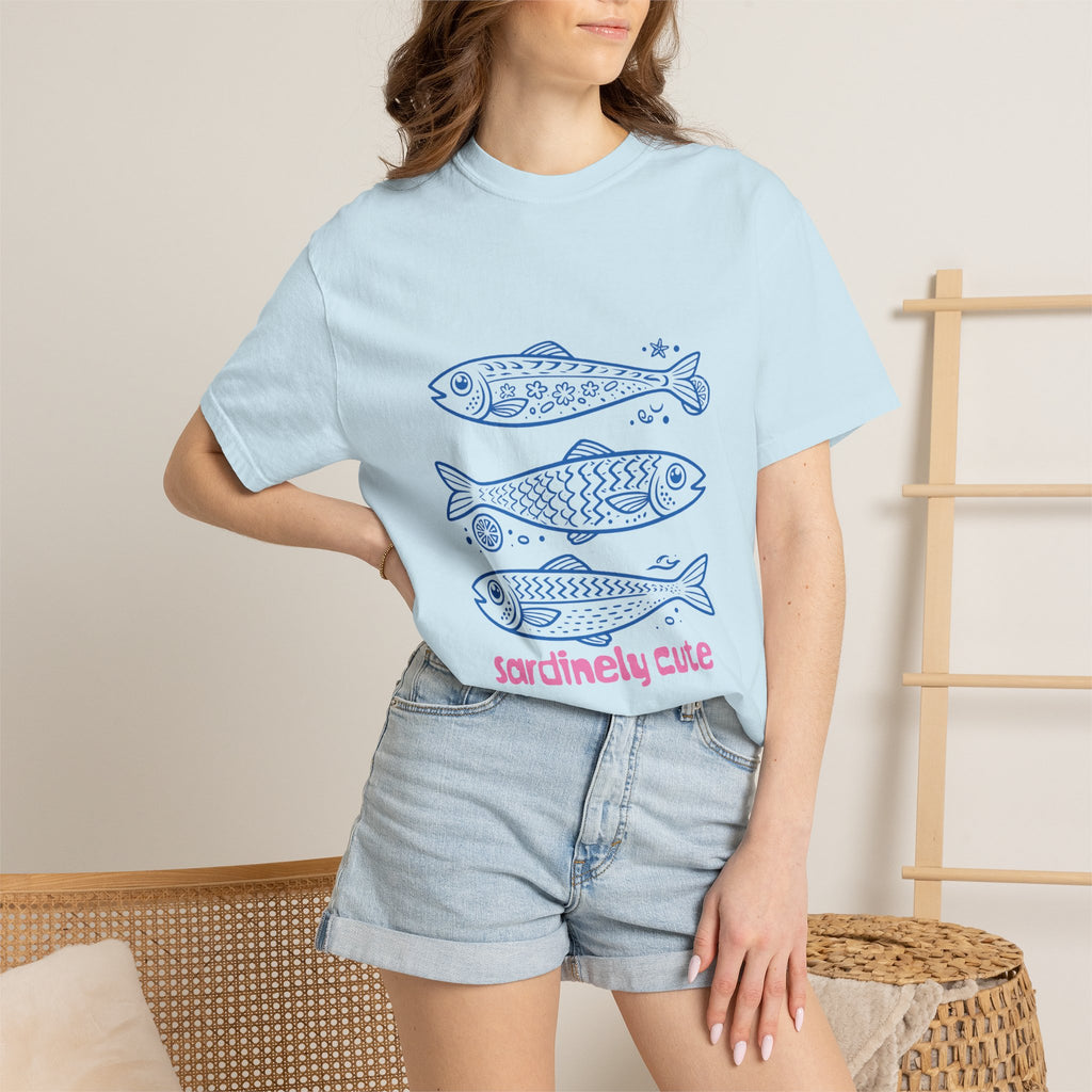 Sardinely Cute T‑Shirt — Cute Blue Sardine Illustration Tee
