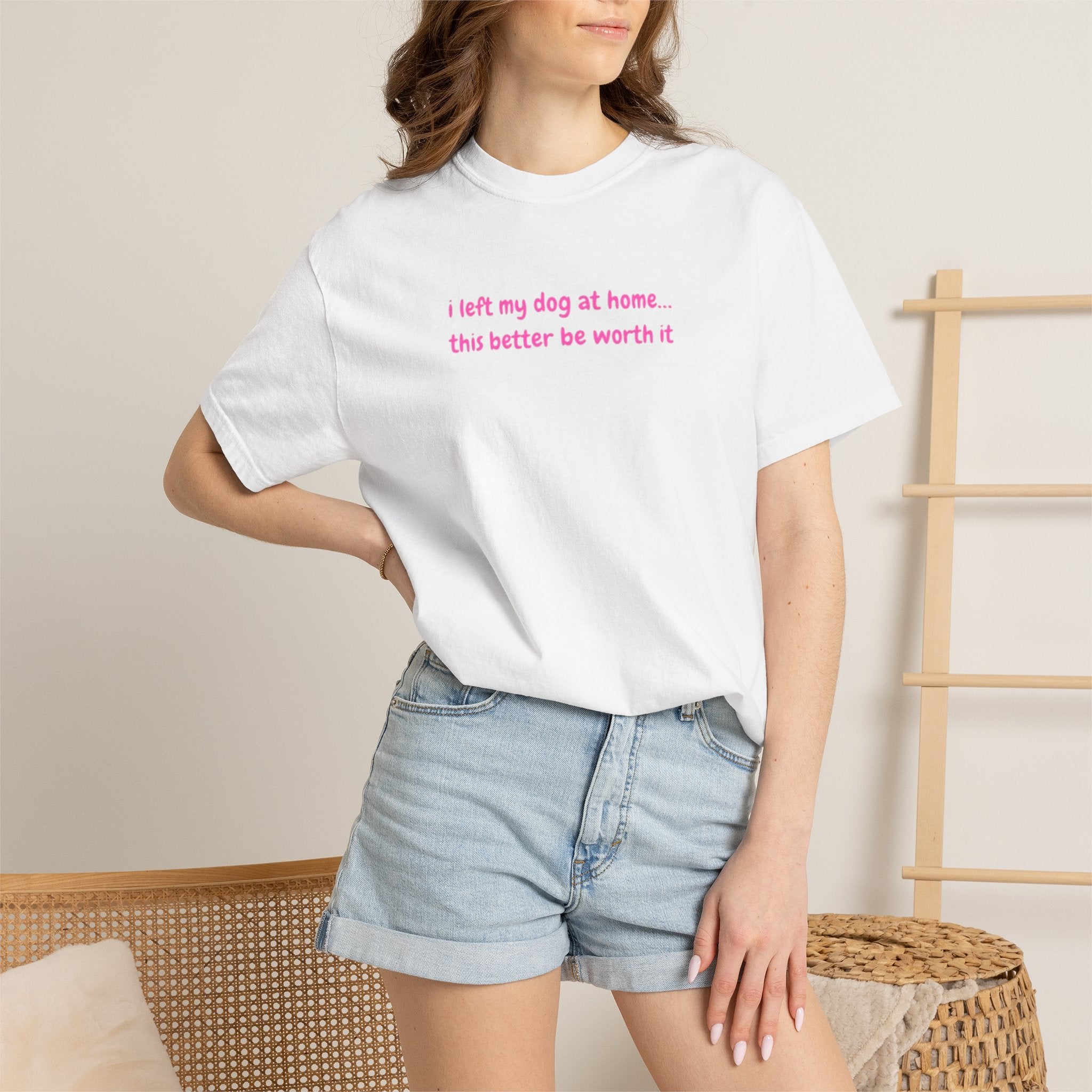I left my dog at home Pink Tee