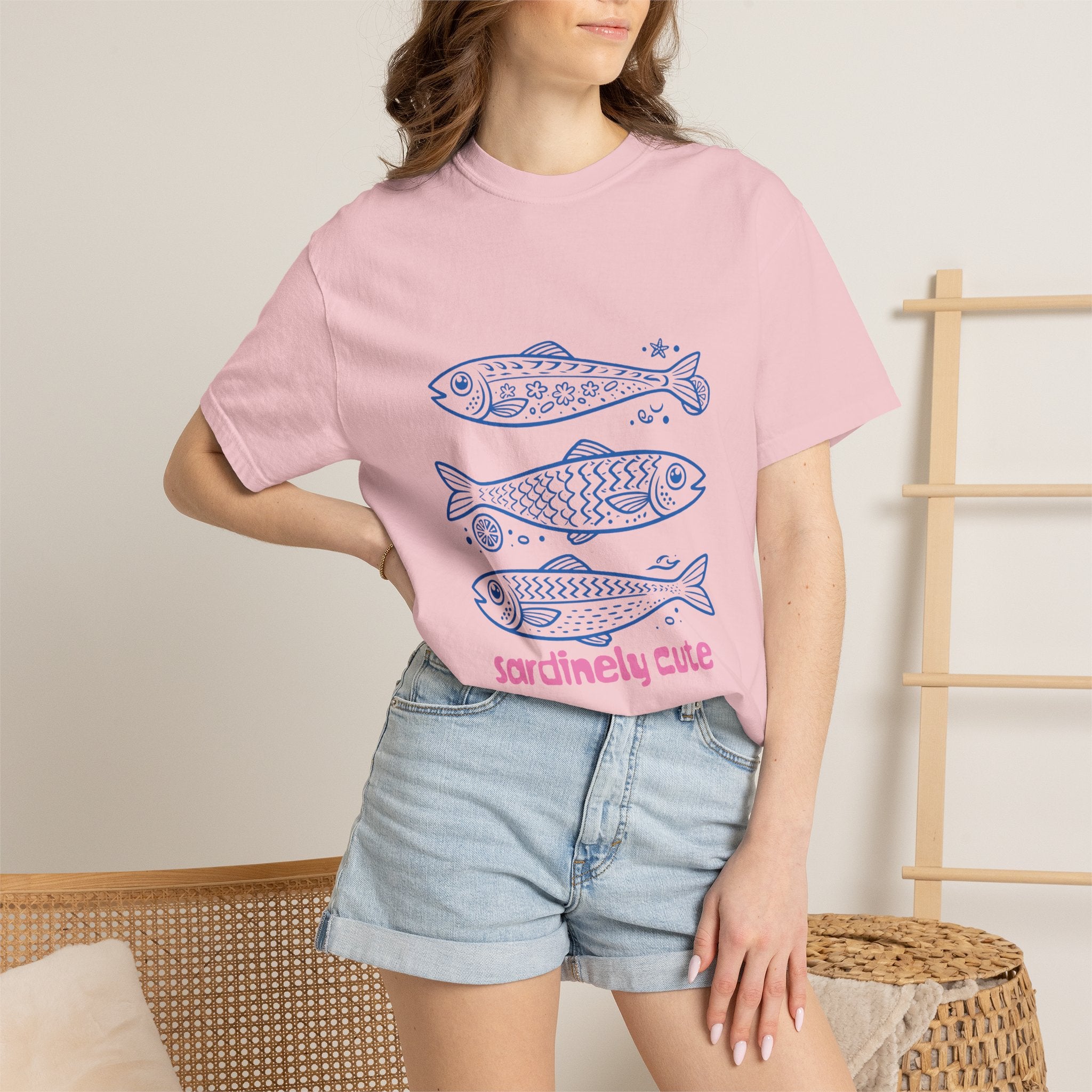 Sardinely Cute T‑Shirt — Cute Blue Sardine Illustration Tee