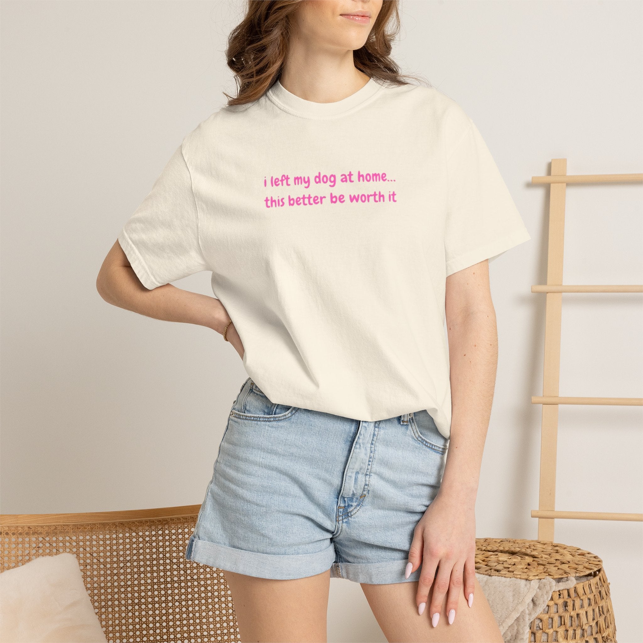 I left my dog at home Pink Tee
